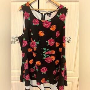 Torrid Black Floral Baby Doll Dress, Size 4, Zipper in the Back